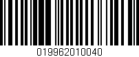 Código de barras (EAN, GTIN, SKU, ISBN): '019962010040'