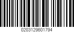 Código de barras (EAN, GTIN, SKU, ISBN): '0203129601794'