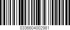 Código de barras (EAN, GTIN, SKU, ISBN): '0336604002981'