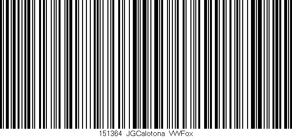 Código de barras (EAN, GTIN, SKU, ISBN): '151364_JGCalotona_VWFox'