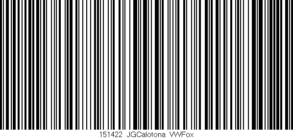 Código de barras (EAN, GTIN, SKU, ISBN): '151422_JGCalotona_VWFox'