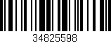 Código de barras (EAN, GTIN, SKU, ISBN): '34825598'