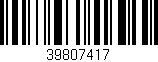 Código de barras (EAN, GTIN, SKU, ISBN): '39807417'