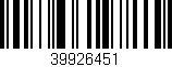 Código de barras (EAN, GTIN, SKU, ISBN): '39926451'