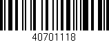 Código de barras (EAN, GTIN, SKU, ISBN): '40701118'