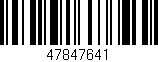 Código de barras (EAN, GTIN, SKU, ISBN): '47847641'