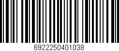 Código de barras (EAN, GTIN, SKU, ISBN): '6922250401038'