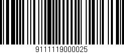 Código de barras (EAN, GTIN, SKU, ISBN): '9111119000025'
