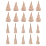 20 Peças Sem Pintura Simples Cone Anel De Madeira Banda Jóias Suporte De Exibição