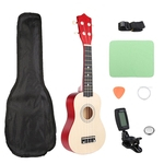 21 polegadas 12 Fret Basswood Soprano Ukulele Ukelele Uke Guitarra Havaia+Sintonizador +Alça + Bolsa de Transporte Conjunto de Instrumentos Musicais (Cor: Burlywood)