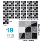 19pcs impermeável autoadesivo Black White Mosaic Tile Etiqueta para a cozinha Backsplash Bathroom Wall