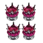 4 Pc Coroa De Prata Bling Diamante Pneu Haste Válvula Caps Car Truck Vehicle Coral