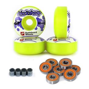 4 Roda Skate Street 53 Mm Black Sheep com Rolamento Espaçador - Amarela