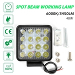 48W 16LED Praça Faróis Principais luzes IP67 Waterproof Modificar veículos off-road Engenharia Veículos Holofotes luzes do carro de trabalho regulator