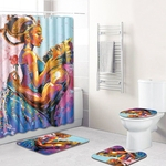 4pcs / set amantes Padrão antiderrapante Mat Rug Tampa + Shower Curtain Set