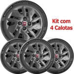 4x Calota Fiat Aro 14 Grafite Emblema Original 292cb