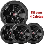 4x Calota Fiat Aro 14 Preto Emblema Original 156cb