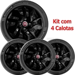 4x Calota Fiat Aro 14 Preto Emblema Original 292cb