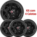 4x Calota Fiat Aro 14 Preto Emblema Original 223cb