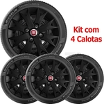 4x Calota Fiat Palio Aro 13 Preto Emblema Original 158cb