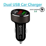 5V 2.4A QC 3.0 Dual USB Car Charger Display LED Auto Car Charger Adapter Charging for i-Phone Sam-sung Xiaomi Digital Device