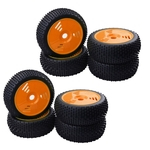 8 Peças 17mm Hub Roda Aro & Pneus De Borracha Do Pneu Para 1:8 Rc Buggy Truggy Laranja