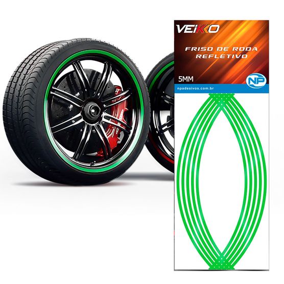 Adesivo Friso Fita Refletivo Roda para Carro 5MM Verde