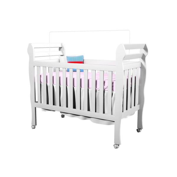 Berço Mini Cama Bella com Rodízios Branco - Carolina Baby