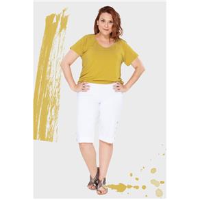 Bermuda Botões Plus Size - 52 - Branco