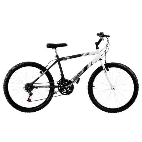 Bicicleta 18 Marchas Aro 24 Preto Fosco e Branco Ultra Bikes