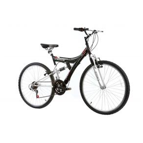 Bicicleta Adulto Aro 26 Tb 100 Aço Mtb Dupla Suspensão 18 Marchas Preto/Prata Track