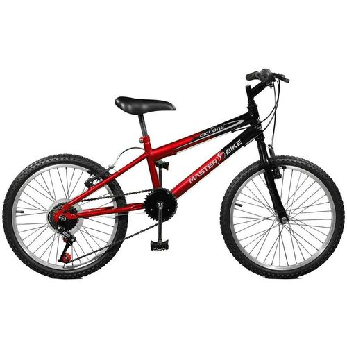 Bicicleta Aro 20 Ciclone Plus Vermelho com Preto Masculina 7 Marchas - Master Bike