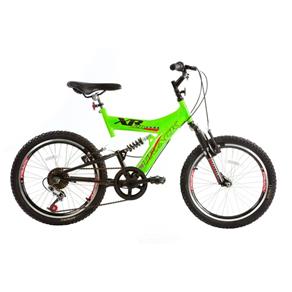 Bicicleta Aro 20 Dupla Suspensão 6V Xr 20 Full Preto/Verde Track