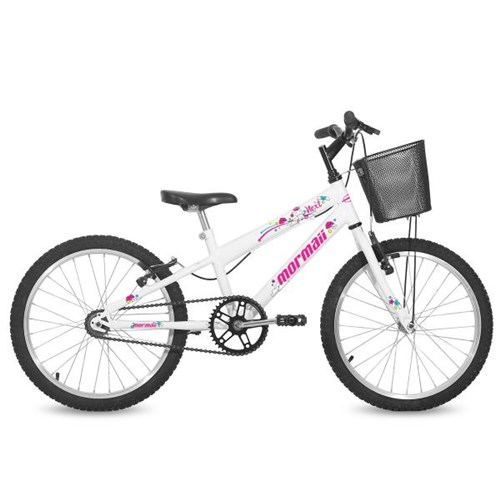 Bicicleta Aro 20 Feminina Next Branca com Cesta Mormaii