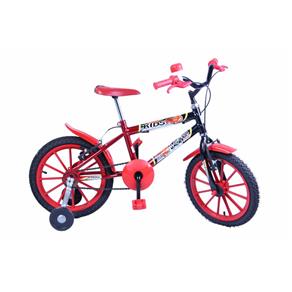 Bicicleta Meninos Infantil Aro 16 Kids Cor Preto com Vermelho - Dalannio Bike