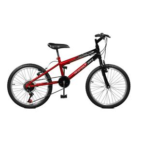 Bicicleta Aro 20 Masculina Ciclone Plus Vermelho com Preto Master Bike com 7 Marchas