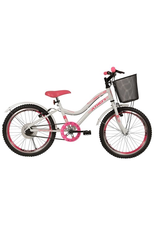 Bicicleta Aro 20 Mtb S/M Top Mist F. C/ Cestao Branco/Rosa Athor Bike