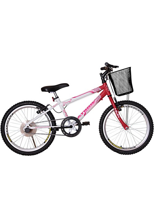 Bicicleta Aro 20 Mtb Sem Marcha Charme Feminina com Cestão Vermelha Athor Bikes