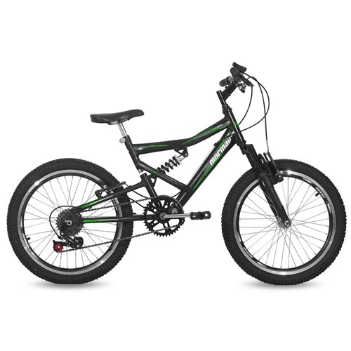 Bicicleta Aro 20 Q14 Full Suspensão 6V Big Rider Mormaii - Preto Brilhante