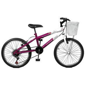 Bicicleta Aro 20 Serena 7 Marchas - Master Bike - Violeta com Branco