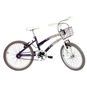 Bicicleta Aro 20 Track & Bikes Cindy C/ Cesta - Roxo/Branco