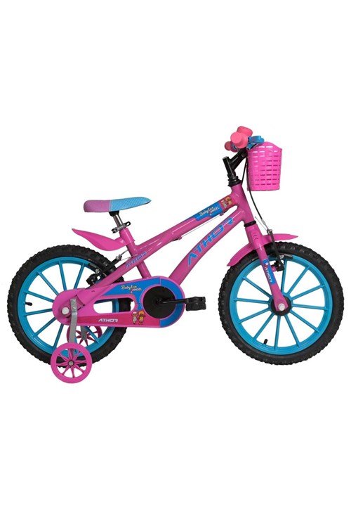 Bicicleta Aro 16 Baby Top Lux Feminina Rosa C/ Kit Athor Bike