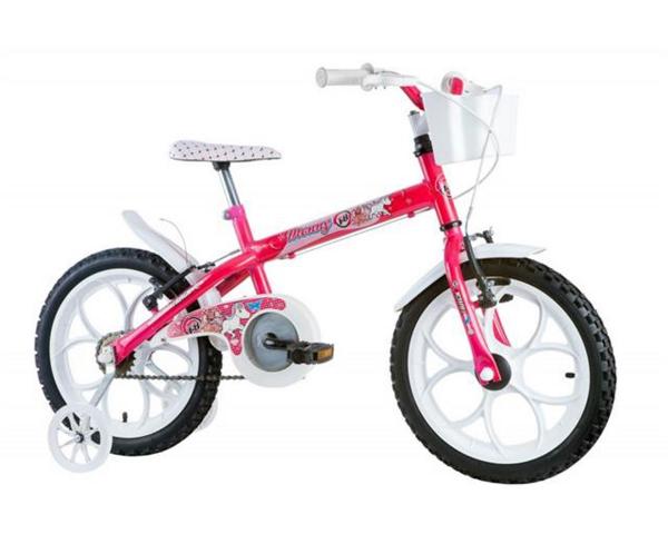 Bicicleta Aro 16 Infantil com Cesta Track Bikes Monny Pink Neon