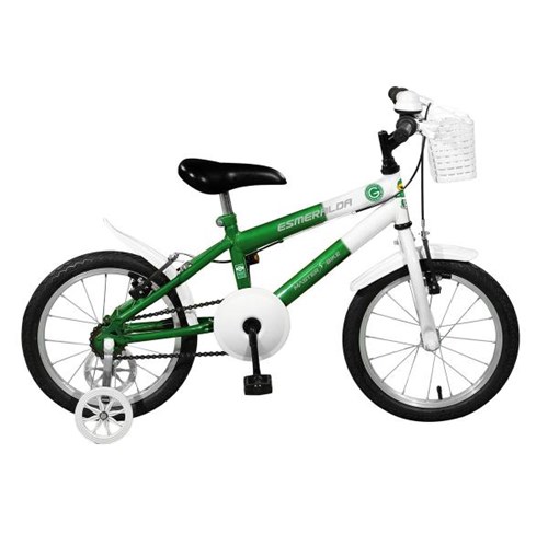 Bicicleta Aro 16 Infantil Esmeralda Goias Verde e Branca Master Bike