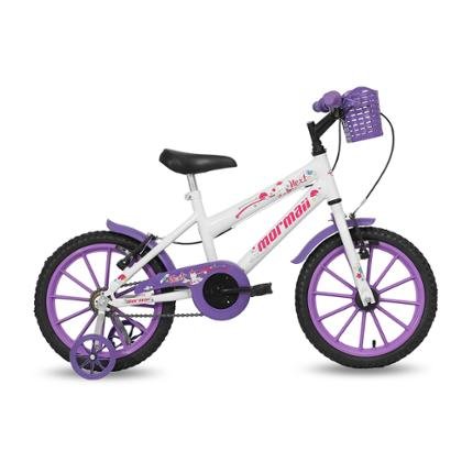 Bicicleta Aro 16 Infantil Feminina Next Branca com Cesta Mormaii