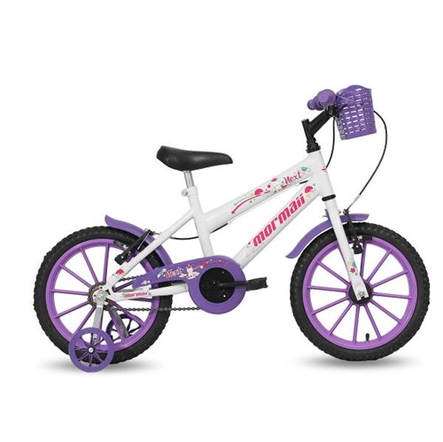 Bicicleta Aro 16 Infantil Feminina Next Branca com Cesta Mormaii