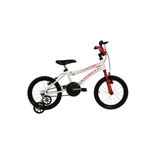 Bicicleta Aro 16 M. Top Atx Branca e Vermelha Athor Bike
