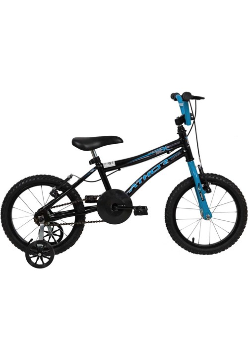Bicicleta Aro 16 M. Top Atx Preta e Azul Athor Bike