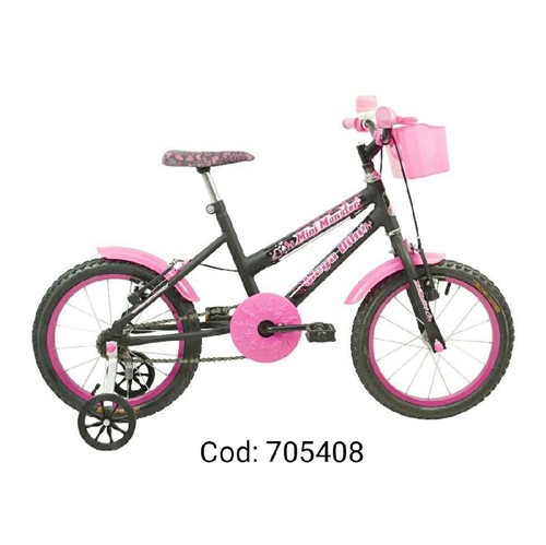 Bicicleta Aro 16 Mini Lady Feminina (Preto e Rosa)
