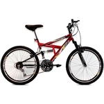 Bicicleta Aro 24 MTB 18V Full Suspension Max 240 Vermelha